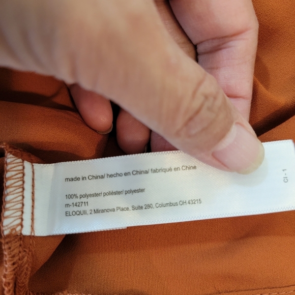 NEW ELOQUII Women Plus Size Brown One Shoulder Ruffle Top Sz 22 Academia Peasant - Picture 11 of 12